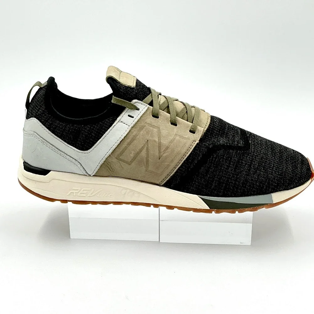 New Balance Mens Size 13 Sneaker Black Olive Grey REVlite 247 Luxe $120